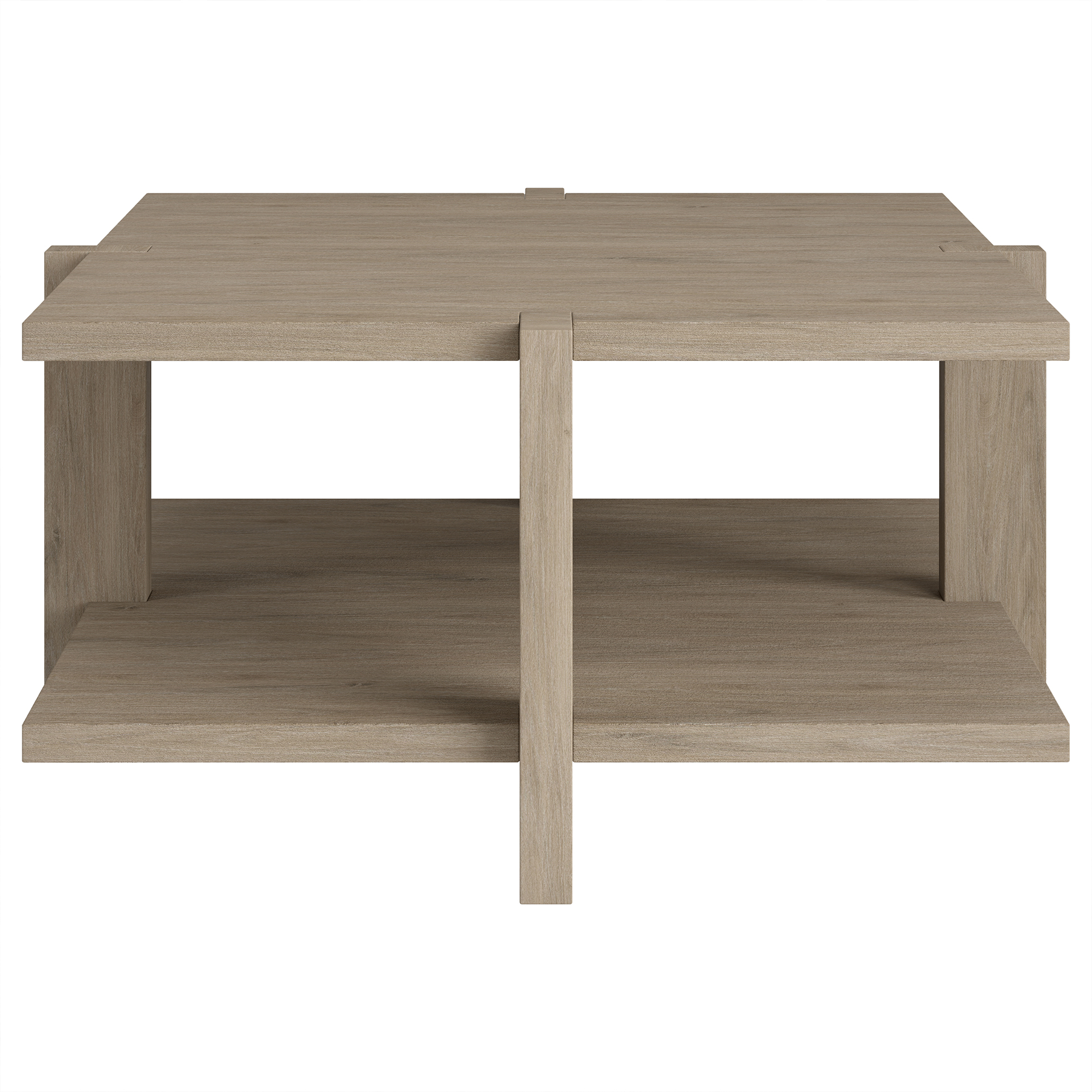 Evelyn&Zoe Ingrid 35" Wide Square Coffee Table, Antiqued Gray Oak