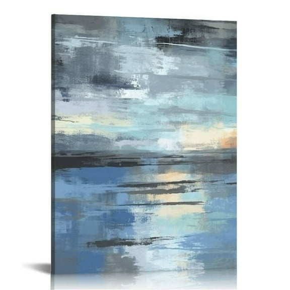 JEUXUS Blue and Grey Wall Art-Abstract Picture  Canvas Print Wall Painting Modern Artwork Canvas Wall Art for Living Room Home Office Décor 16x20in
