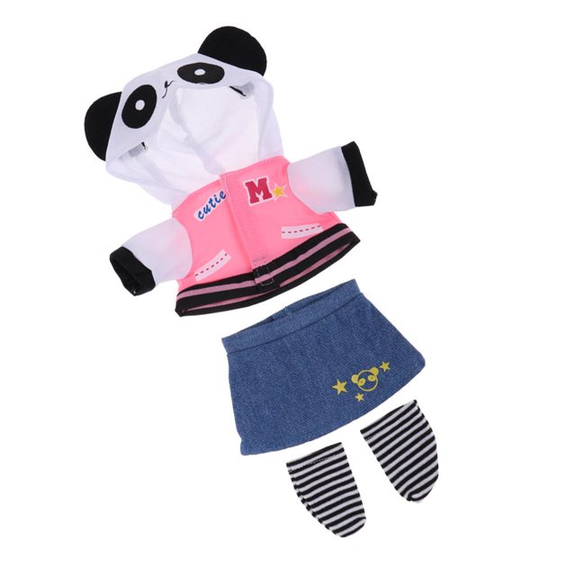 3 piezas de ropa de panda, conjuntos de faldas de mezclilla superiores, calcetines para muñeca Mellchan de 25 cm Zulema Doll Outfit Pretend Play Toy
