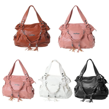 PU Leather Handbag Shoulder Bag Travel Backpack Tote Tassel Large With Zipper For Women Girls Lady
