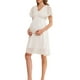 thumbnail image 3 of Vestido de mujer embarazada, liso y lunares, manga corta, cuello en V, vestido suelto de maternidad XBTCLXEBCO S;Blanco, 3 of 5