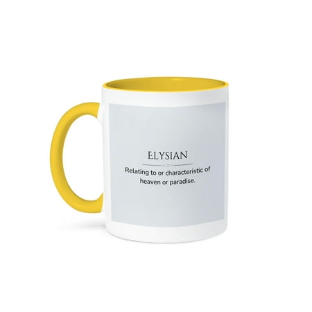 

3dRose Elysian and its meaning typography 11oz Two-Tone Yellow Mug