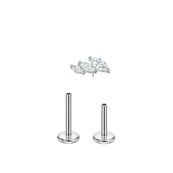FANSING Threadless Earrings for Women 18 Gauge Cartilage Earring Surgical Steel 18g 3 Setted Crystal Drops Push Pin Labret Jewelry Piercing Stud 6mm/8mm