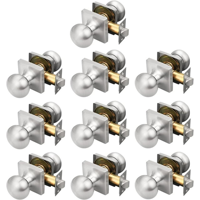 Round Passage Door Knobs Interior Matte Door Knobs Indoor Keyless Non-Locking Handle Set for Hallway or Closet Doors Reversible for Right/Left Handed Door