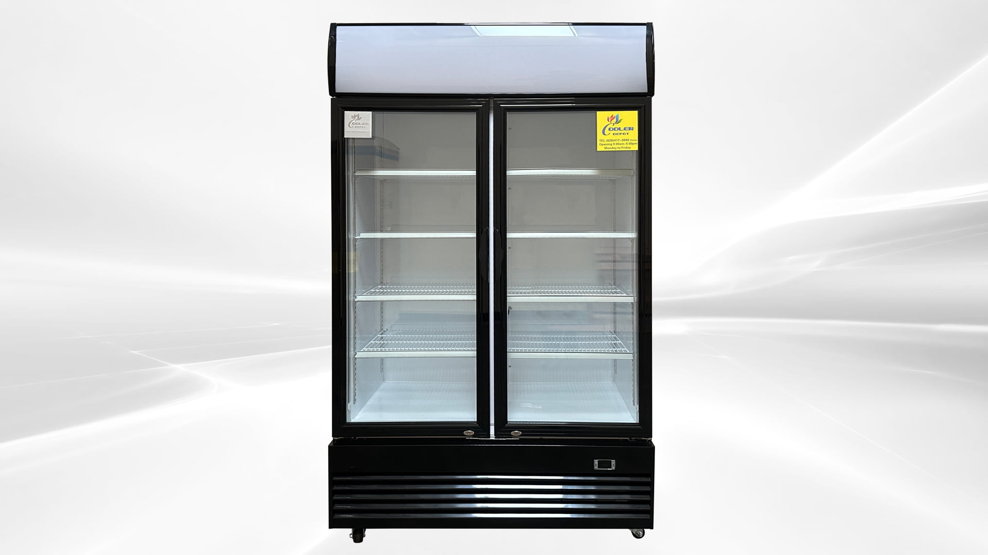 Cooler Depot 47 In. Double Glass Door Commercial Beverage Cooler Refrigerator Model LG1000 NSF ETL Certified