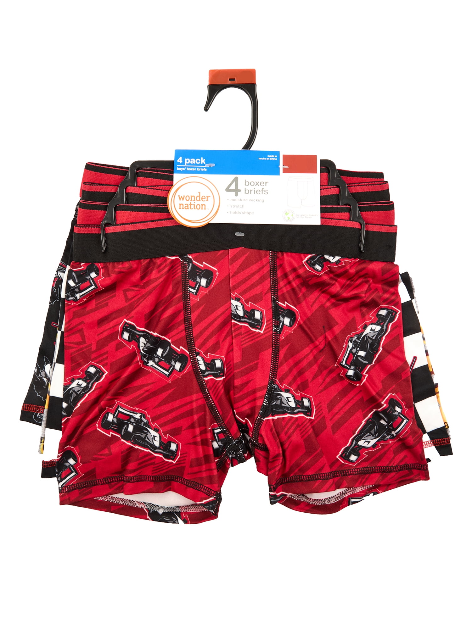 Wonder Nation Boys Boxer Brief Racing Underwear, 4-Pack, Sizes S-XL