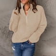 thumbnail image 3 of Suéter de las mujeres Suéter Zip Up Cuello Alto Gota Hombro Mangas de Color Puro Señora Suéter de Punto para el Otoño Invierno, 3 of 6