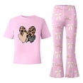 thumbnail image 5 of shoper Girls Outfits Size 7/8 Print Shorts Sleeve and Wide Pants Outfits Set Crewneck Everyday Street Outfit Preppy Clothes, 5 of 5