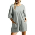 thumbnail image 5 of Diufon Athletic Romper for Women Solid Color Shorts Jumpsuit Short Sleeve Workout Overalls with Pockets, 5 of 7