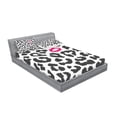 thumbnail image 2 of Ambesonne Savannah Fitted Sheet & Pillow Sham Set, Cheetah Leopard Kiss Print, Calking, Charcoal Grey and Pink, 2 of 2