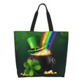 thumbnail image 2 of Bingfone Canvas Tote Bag For Women With Inner Pocket Aesthetic Cute Shopping Tote Bags Reusable Grocery Bags-St. Patrick'S Day4, 2 of 9