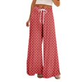 thumbnail image 2 of High Waisted Petite Wide Leg Palazzo Pants, Boho Beach Vacation Casual, Polyester Spandex, Red 3XL, Size S-3XL, 2 of 7