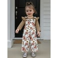 thumbnail image 5 of BemeyourBBs Baby Girls Clothing Set Long Sleeve Ribbed Romper with Print Overalls, 5 of 9