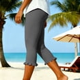 thumbnail image 5 of Capris Pants for Women - Dance Yoga Leggings Elastic Waist Ruffle Summer Casual Athletic Cropped Pants, 5 of 7