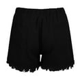 thumbnail image 6 of LIIPEE Women Jean Shorts Elastic High Waisted Drawstring Tassels Denim Shorts With Pockets Female Versatile Hiking Travel Jogging Shorts,Black,L, 6 of 6