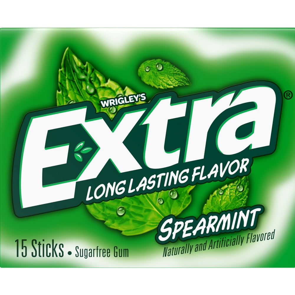 EXTRA Spearmint Sugarfree Gum, Single Pack 15 Pieces