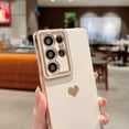 thumbnail image 5 of Samsung Galaxy S21 Ultra 5g 6.8" Phone Case with Luxury Electroplate Cute Side Love Heart Cover Full Camera Protection Soft Silicone Anti-Fingerprint Shockproof Cover Bumper (Beige), 5 of 6