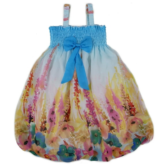 Wenchoice Blue & Yellow Chiffon Babydoll Dress Girls S(1-2T)