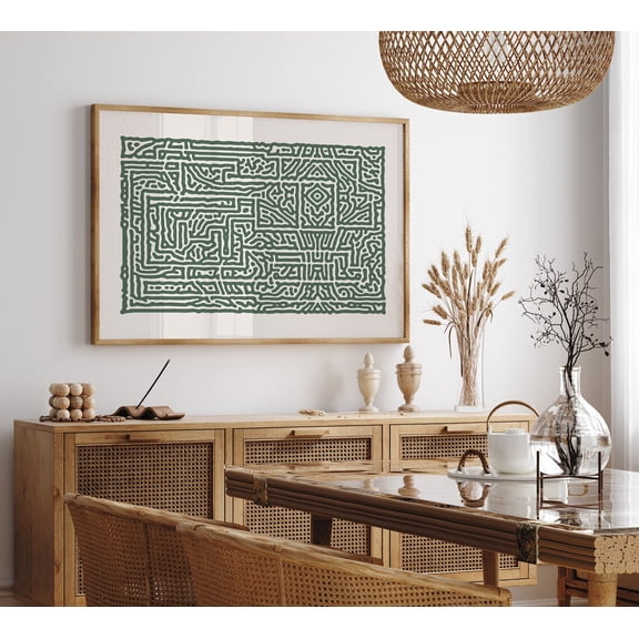 Sage Green Wall Art Abstract Maze Pattern Poster, Maze Art Poster, Minimalist Wall Art, Abstract Maze Art , Neutral Gallery Wall Art, Unframed Poster Size 8x12