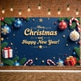 thumbnail image 4 of Christmas Theme Christmas Banner Festive Happy New Year Banner Gold Ornaments Pine Branches Holiday Banner for Christmas Party New Year Celebration Indoor Decoration, 4 of 9