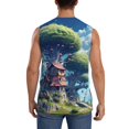 thumbnail image 4 of Fotbe Fantasy Treehouse Planet Scene Men's Camiseta sin Mangas Estampada para Hombres, Playera Casual para Gimnasio, Entrenamiento, Playa-Medium, 4 of 7