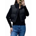 thumbnail image 2 of High Neck Zipper Cropped Puffer Vest Jacket Coat Black S, 2 of 8