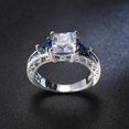 thumbnail image 2 of Womens Zircon Ring Coppery Jewelry White Gold White Sapphire Blue Mosaic Style Sizes 5 6 6th 8th 9th 10th 11th, 2 of 4