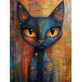 thumbnail image 1 of Qisvanset 12x16 Inch Colorful Abstract Cat Canvas Wall Art, Whimsical Kitty Pet Lover Home Decor, 1 of 5