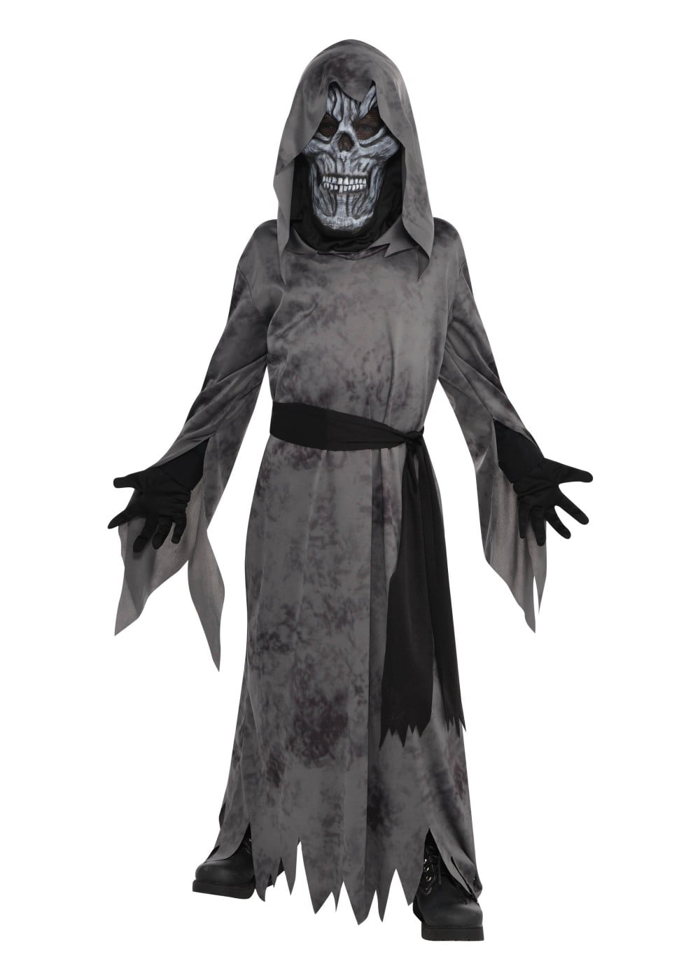 Kids Boys Grim Reaper Scream Ghost Ghoul Fancy Dress Costume Halloween Horror 