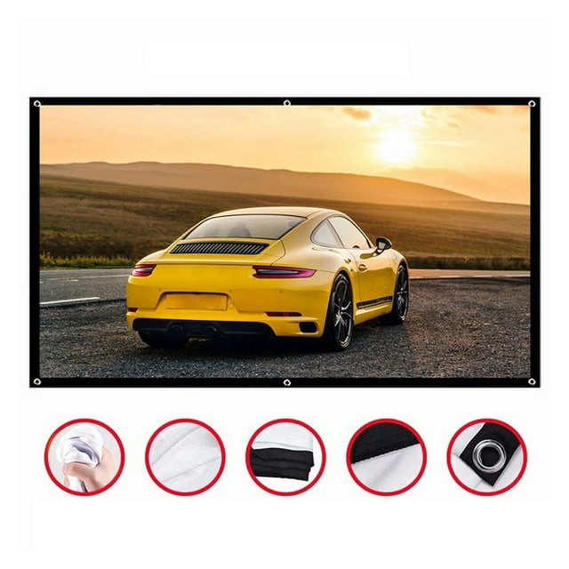 60inch 72inch 84inch 100inch 120inch 150inch 16:9 Polyester Folding Simple Soft Curtain Projector Screen For Home Theate ,Long Lasting