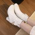 thumbnail image 5 of KIJBLAE Women's Ankle Boots Block Heel Bowknot Buckle Faux Leather Chunky Heel Booties Short Boots Round Toe Zipper Dress Boots White 42, 5 of 9
