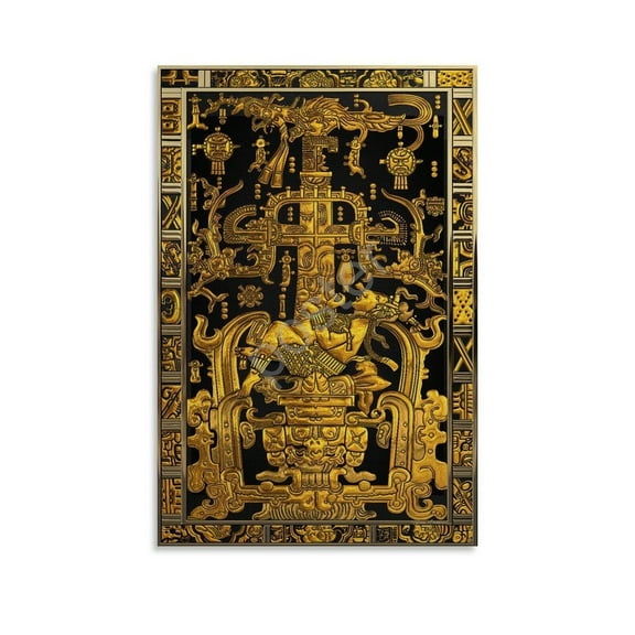 Mayan King Pakal Mexican Aztec Civilization Art Vintage Poster (1) Canvas Painting Wall Art Poster for Bedroom Living Room Decor