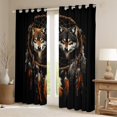 thumbnail image 2 of Manfei Safari Wolf Black Out Curtains, Bohemian Dreamcatcher Curtains Pack of 2 (42x63 Each), Wild Animal Bedroom Curtains, Luxurious Bedroom Decor, 2 of 6