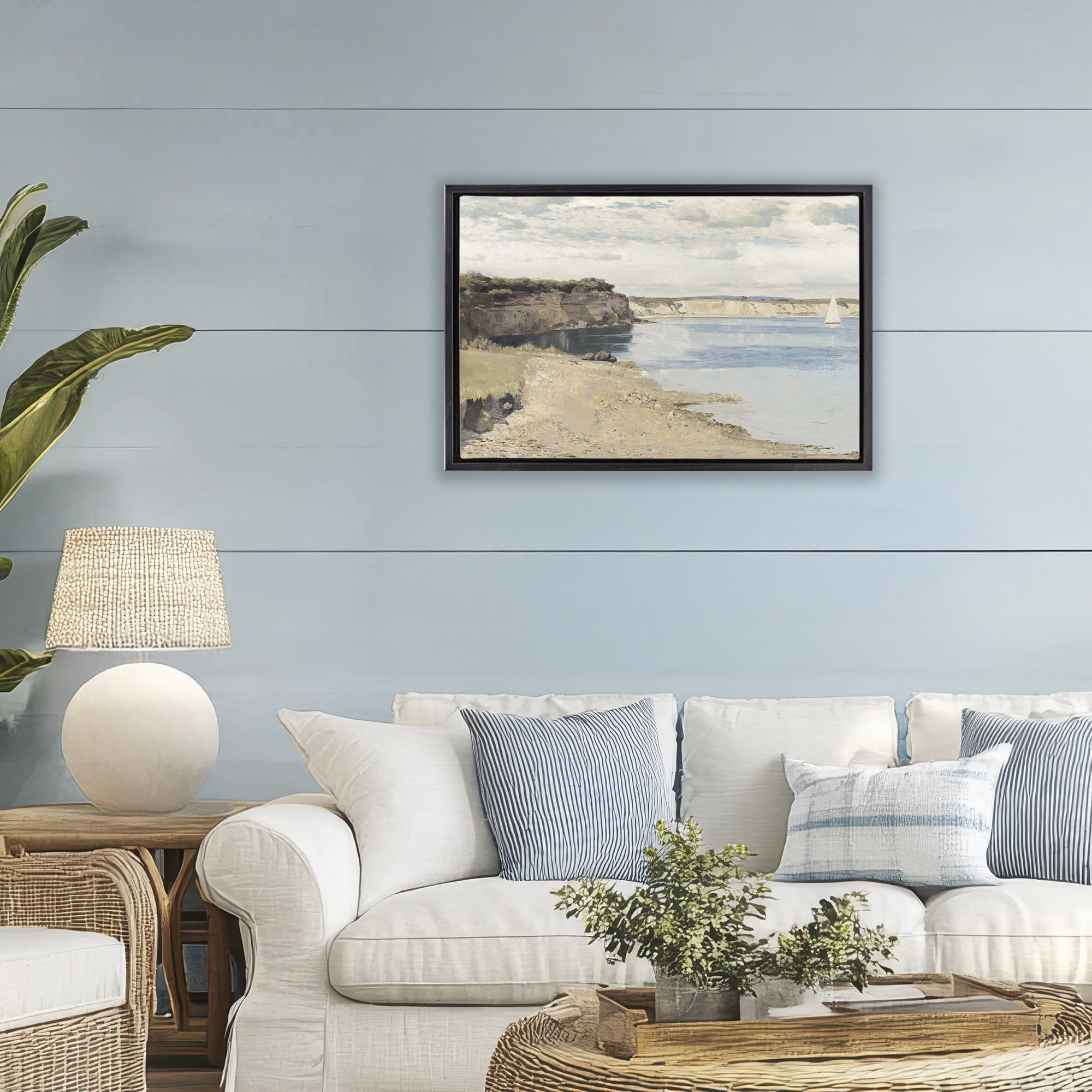 Stupell Industries Set Sail Peaceful Cove Black Framed Floater Canvas Wall Art, design by Christy McKee