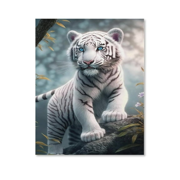 White Tiger Poster Canvas- Perfect for Wall Artrations,Dining Room Decor, Bedroom Art, Wall Decor Living Room, Wall Art, Frameless 12x16inch