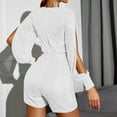 thumbnail image 4 of GZWYHT Lounge Sets for Women Comfy Sets for Women Clothing Womens Wide Leg Jumpsuit Women's Round Neck Sequin Shorts Jumpsuit Two Piece Sets for Women Two Piece Sets for Women Summer White XL, 4 of 7