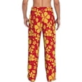 thumbnail image 3 of Uemuo Red Vintage Flowers Pattern Men's Wide Leg Palazzo Lounge Pants with Pockets Light Weight Loose Comfy Casual Pajama Pants-Medium, 3 of 9