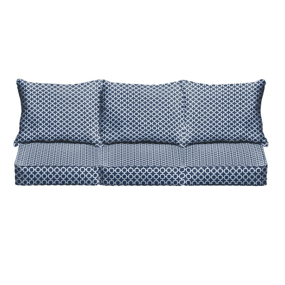 Navy Chainlink Indoor/Outdoor Deep Seating Sofa Set, Corded