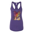thumbnail image 2 of Wild Bobby Dean Russo Colorful Cat Abyssinian Cat Lover Women Racerback Tank Top, Purple Rush, Small, 2 of 5