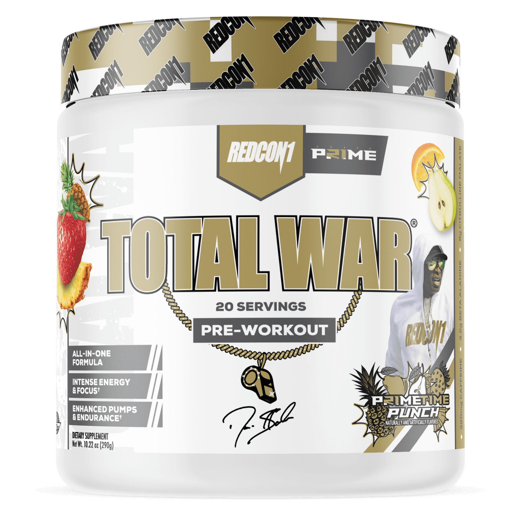 REDCON1 Total War Pre-Workout Powder Beta-Alanine & Citrulline Malate, Primetime Punch, 20 Servings