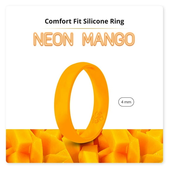 Neon Orange Breathable Silicone Ring 4mm Bandwidth