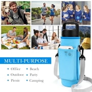Linkidea Water Bottle Carrier with Shoulder Strap Compatible with YETI Rambler Bottle 26oz, Yonder 25oz, Waterbottle Sling Bag Holder with Mesh Phone Pocket, Blue