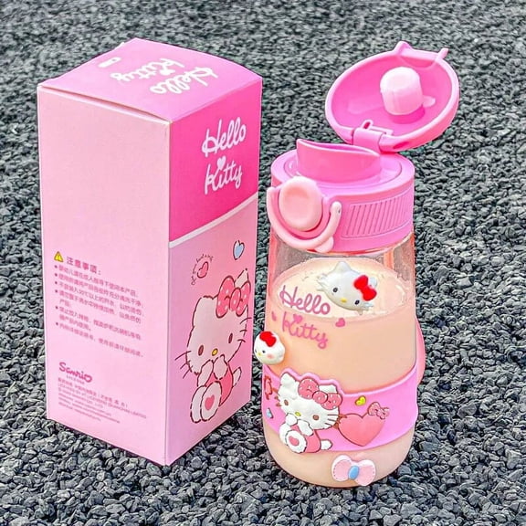 Children's Water Cup School Boys Cute Sanrioed Hello Kittys Cup with Straw Kindergarten Portable Summer Girl Water Bottle