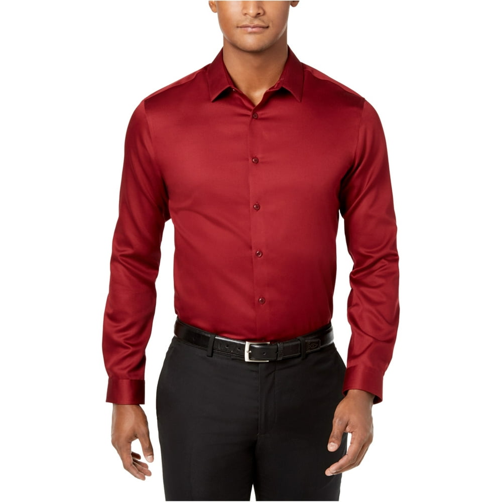I-N-C - I-N-C Mens Jayden Non-Iron Button Up Dress Shirt, Red, 18-18.5 ...