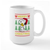 CafePress - Snoopy Merry - 15 oz Ceramic Large White Novelty Mug