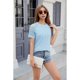 thumbnail image 3 of Camisetas de Negocios de Corta con Encaje para Mujer, Color Azul , Talla M, 3 of 9