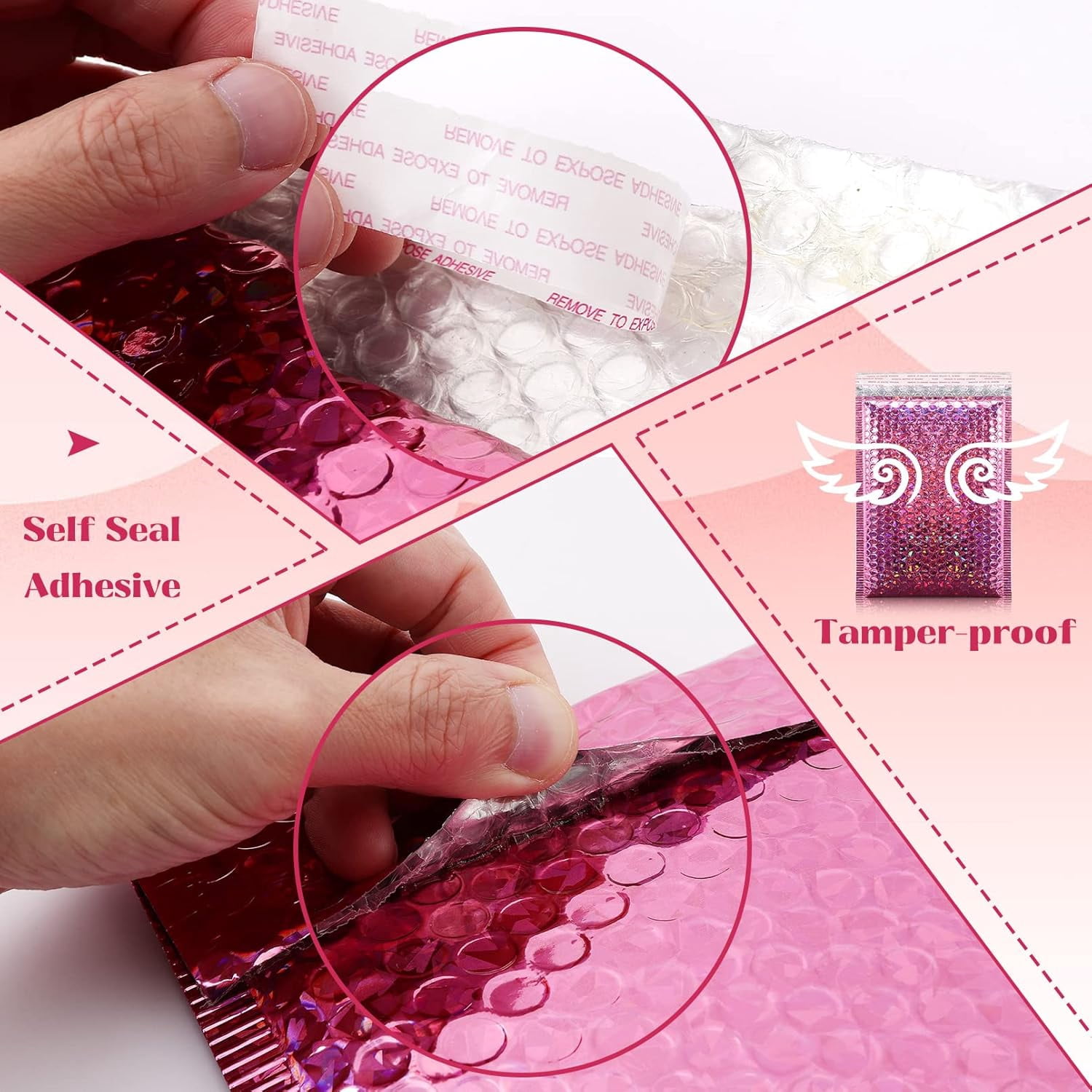 30 Pcs Holographic Bubble Mailers,11 x 7 Inch Metallic Bubble Mailers,Poly Padded Envelopes,Waterproof Shipping Bags,Self Sealing Thicken Cushion Envelopes for Mailing,Packing,Small Business