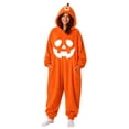 thumbnail image 2 of Gold Adult Hooded Pumpkin Plush Onesie Pajamas Polyester Oversized Pumpkin Suit Pajama, Halloween Jumpsuit For Adults Women Indoor Masquerade Theater Party Home Dress Up L, 2 of 7
