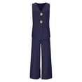 thumbnail image 4 of AHTJRT 2 Piece Pant Suits for Women Dressy Sleeveless V Neck Tops and Wide Leg Pants Sets Formal Business Casual Outfits Navy XXXL, 4 of 7