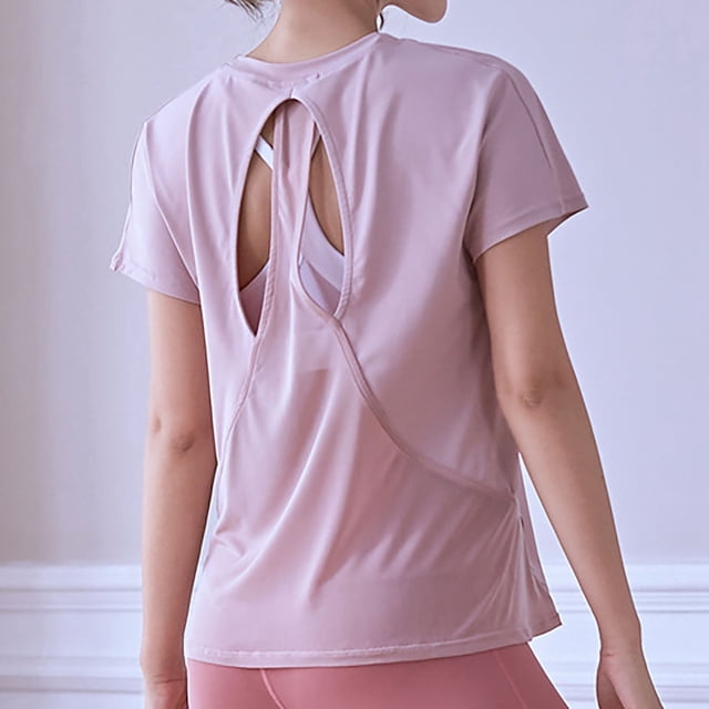 WANPIDAN Chemise pour Femmes Manches Courtes Chemises Femmes Longues Chemises d'Exercice Femmes Col en V Femmes T-Shirts Unis Femmes Chemises de Randonnée Femmes Haut Femmes Travail Décontracté Haut Femmes Vêtements T-Shirts Unis
